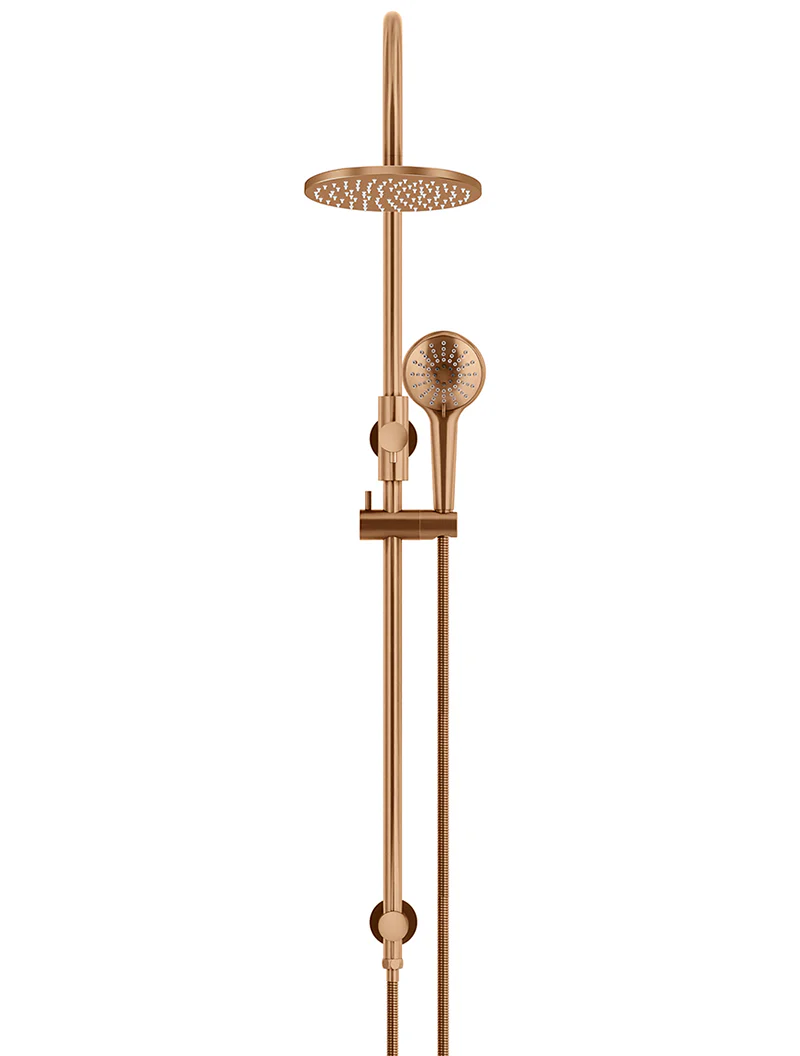 Round Gooseneck Shower Set with 200mm rose, Three-Function Hand Shower - Lustre Bronze - Image 2