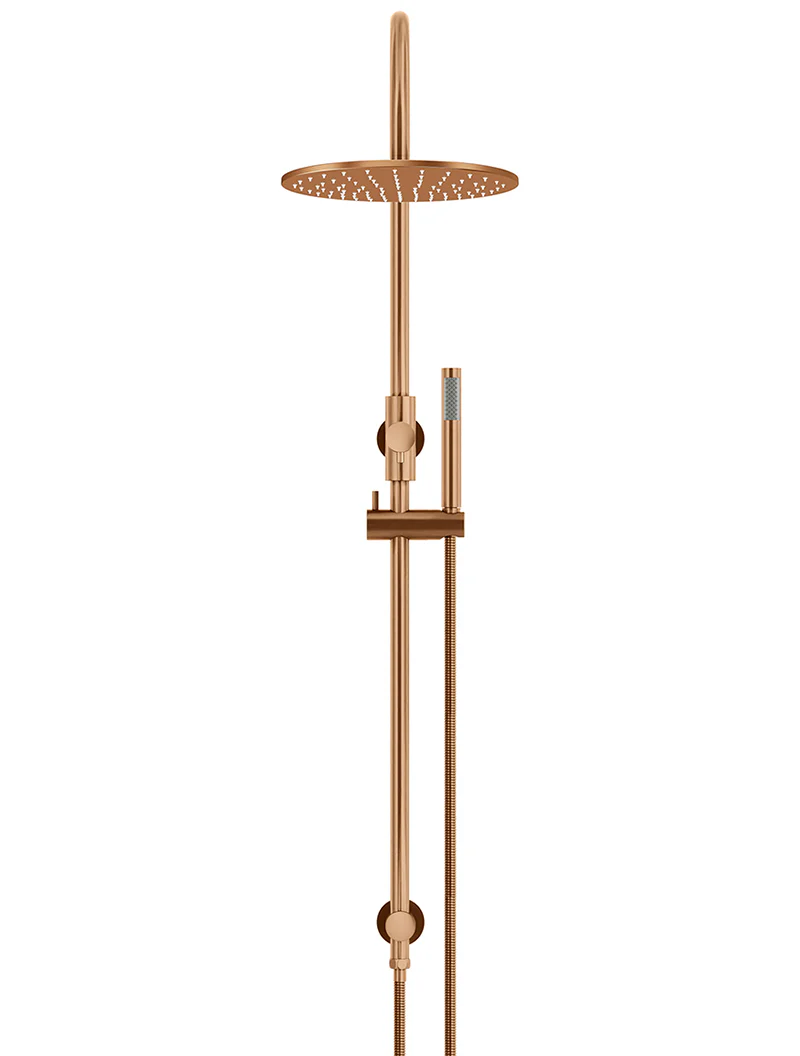 Round Gooseneck Shower Set with 300mm rose, Single-Function Hand Shower - Lustre Bronze - Image 2
