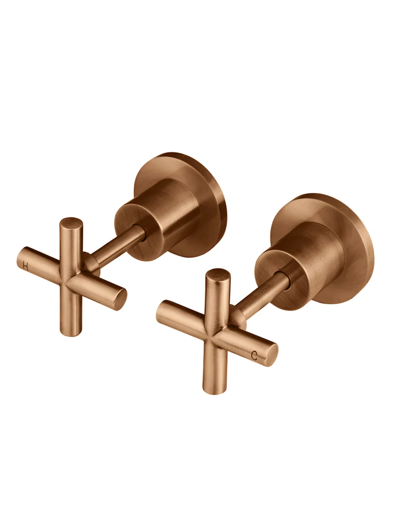 Round Cross Handle Jumper Valve Wall Top Assemblies - Lustre Bronze - Image 7