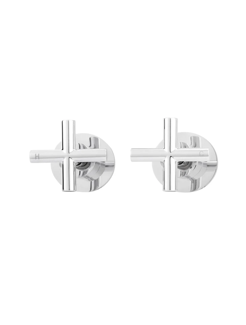 Round Cross Handle Jumper Valve Wall Top Assemblies - Polished Chrome - Image 5