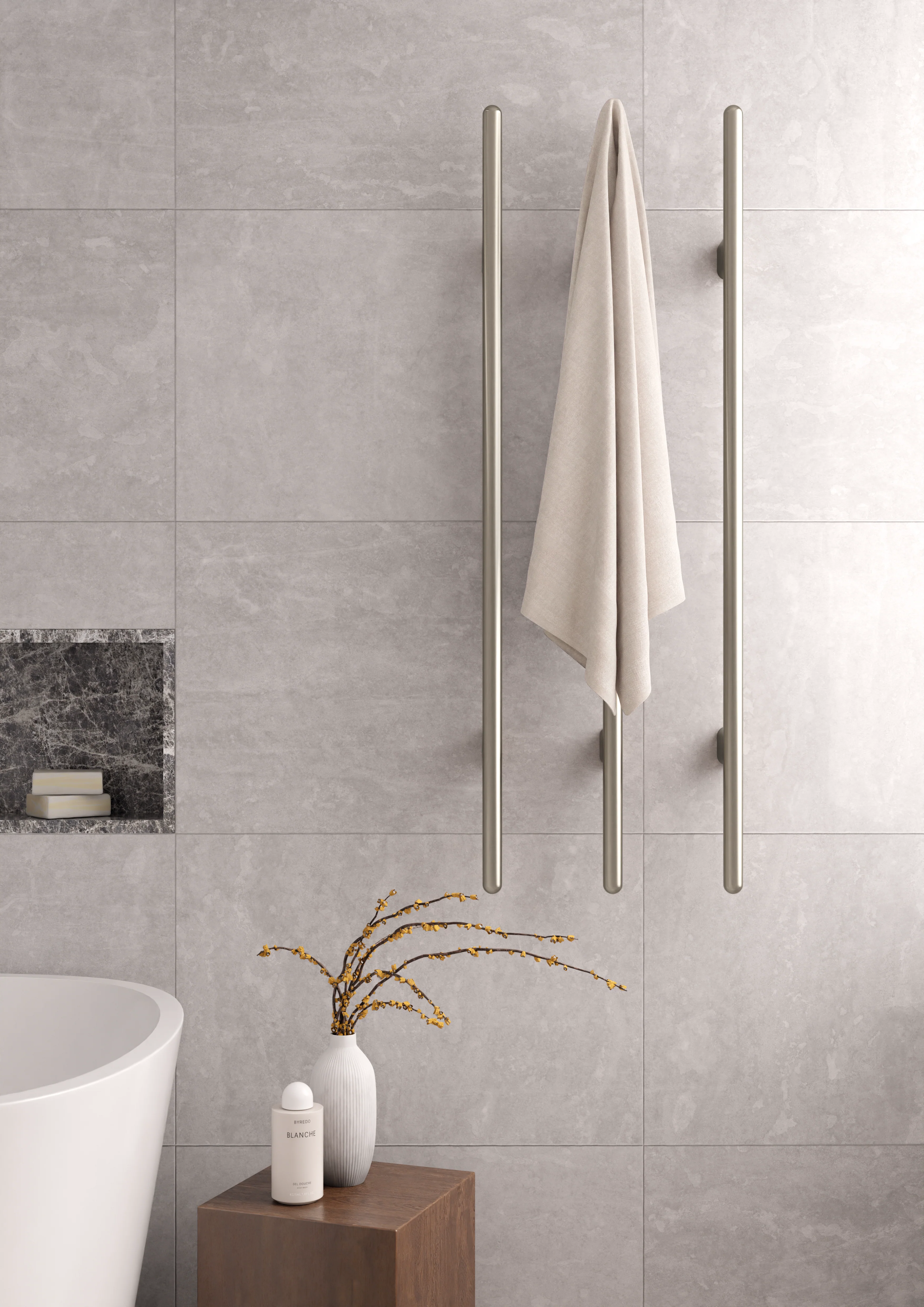 Heated Vertical Towel Rail - Matte Black - Image 4