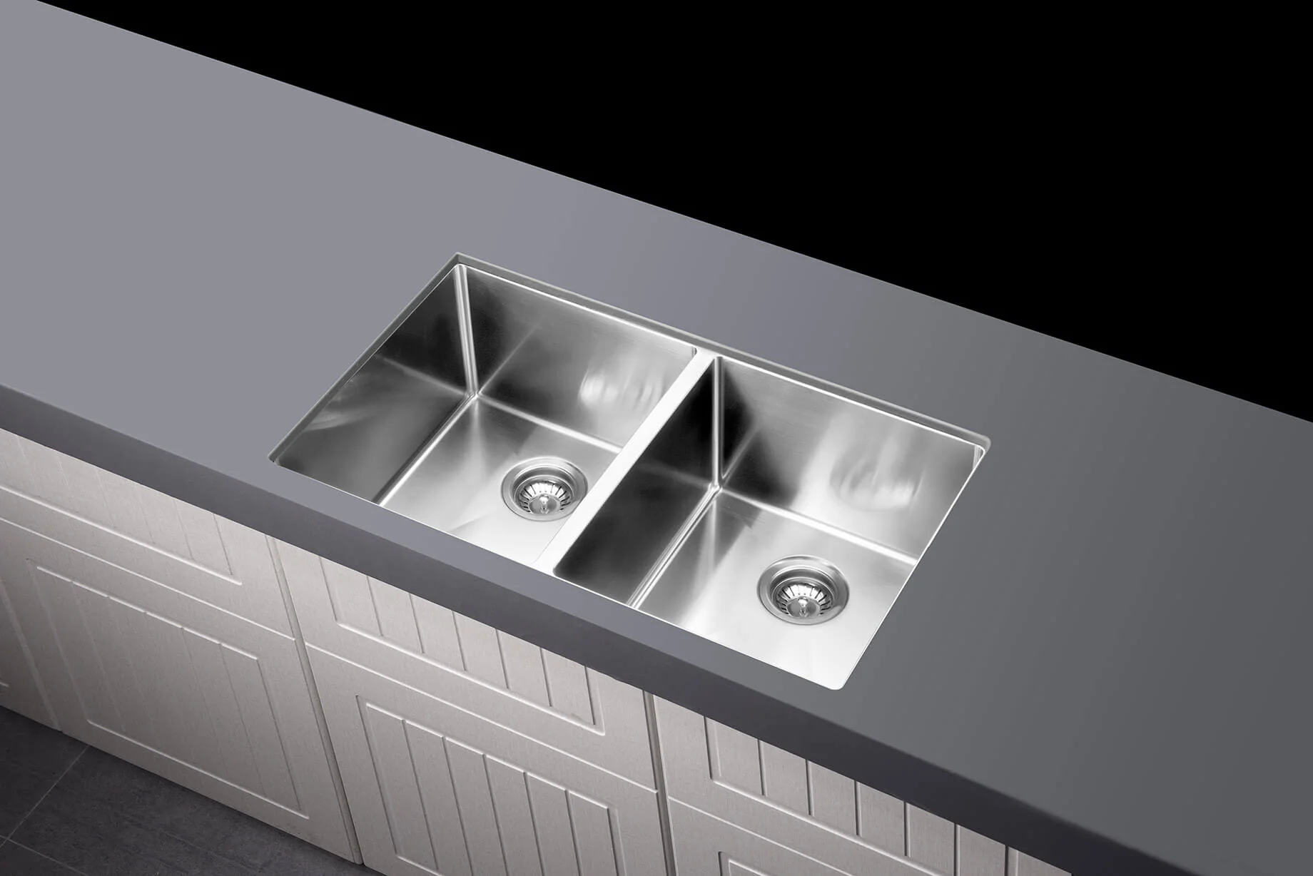 Lavello Kitchen Sink - Double Bowl 760 x 440 - PVD Brushed Nickel - Image 3