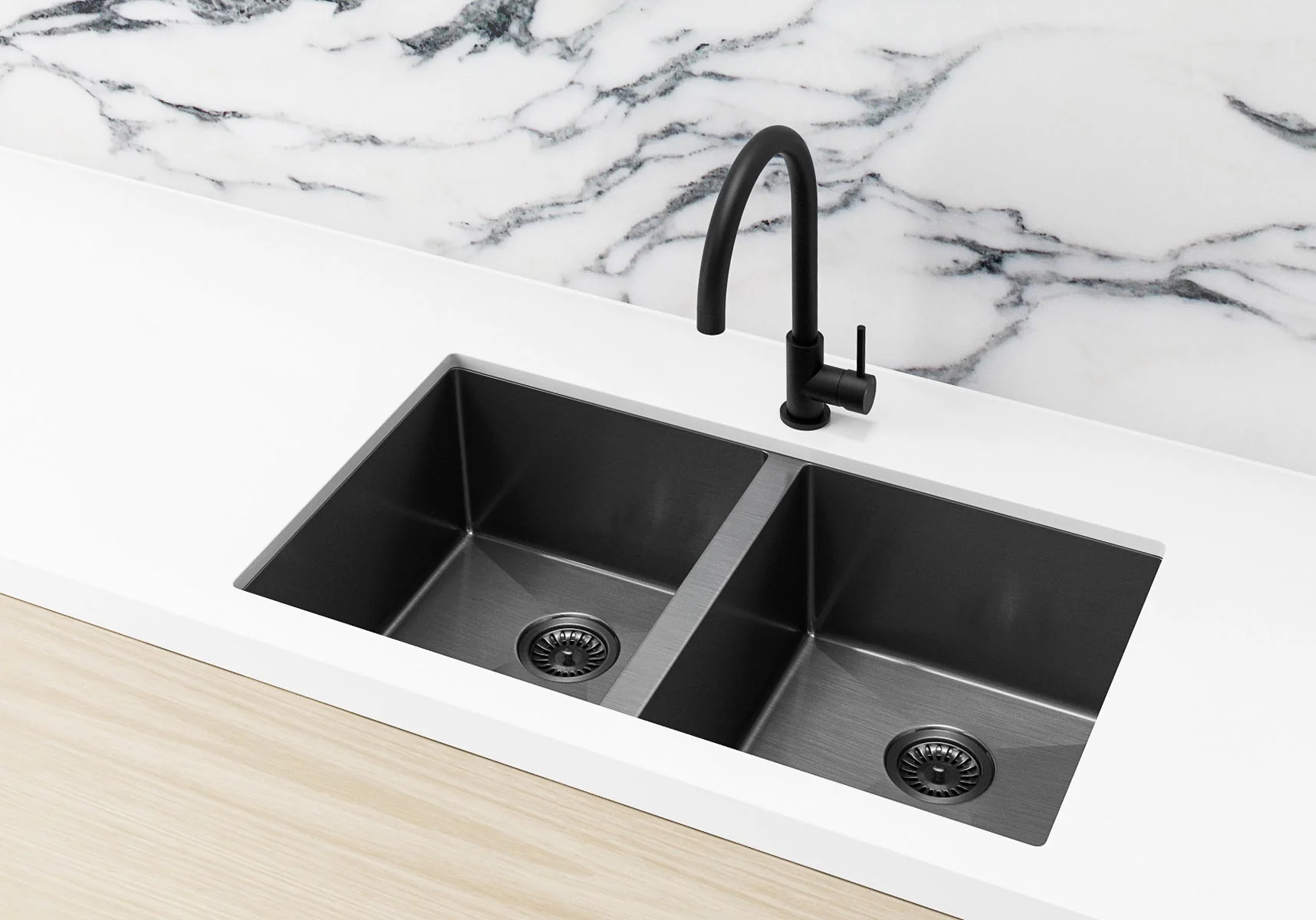 Lavello Sink Strainer and Waste Plug Basket with Stopper - PVD Gunmetal Black - Image 6