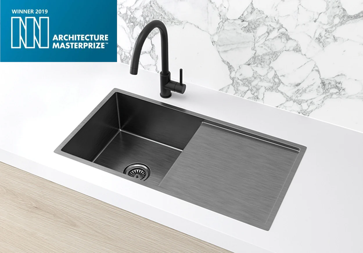 Lavello Kitchen Sink - Single Bowl & Drainboard 840 x 440 - PVD Gunmetal Black
