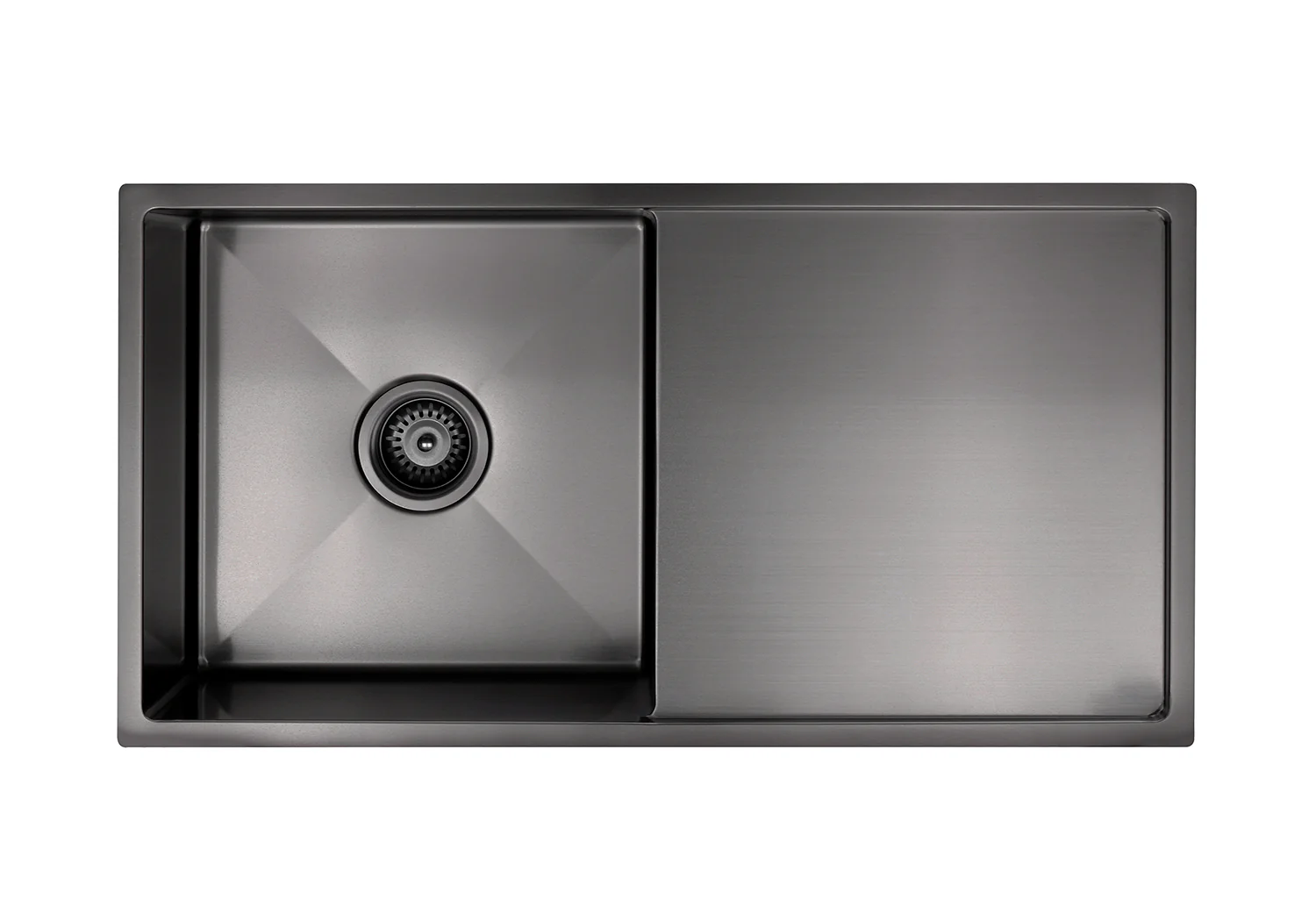 Lavello Kitchen Sink - Single Bowl & Drainboard 840 x 440 - PVD Gunmetal Black - Image 2