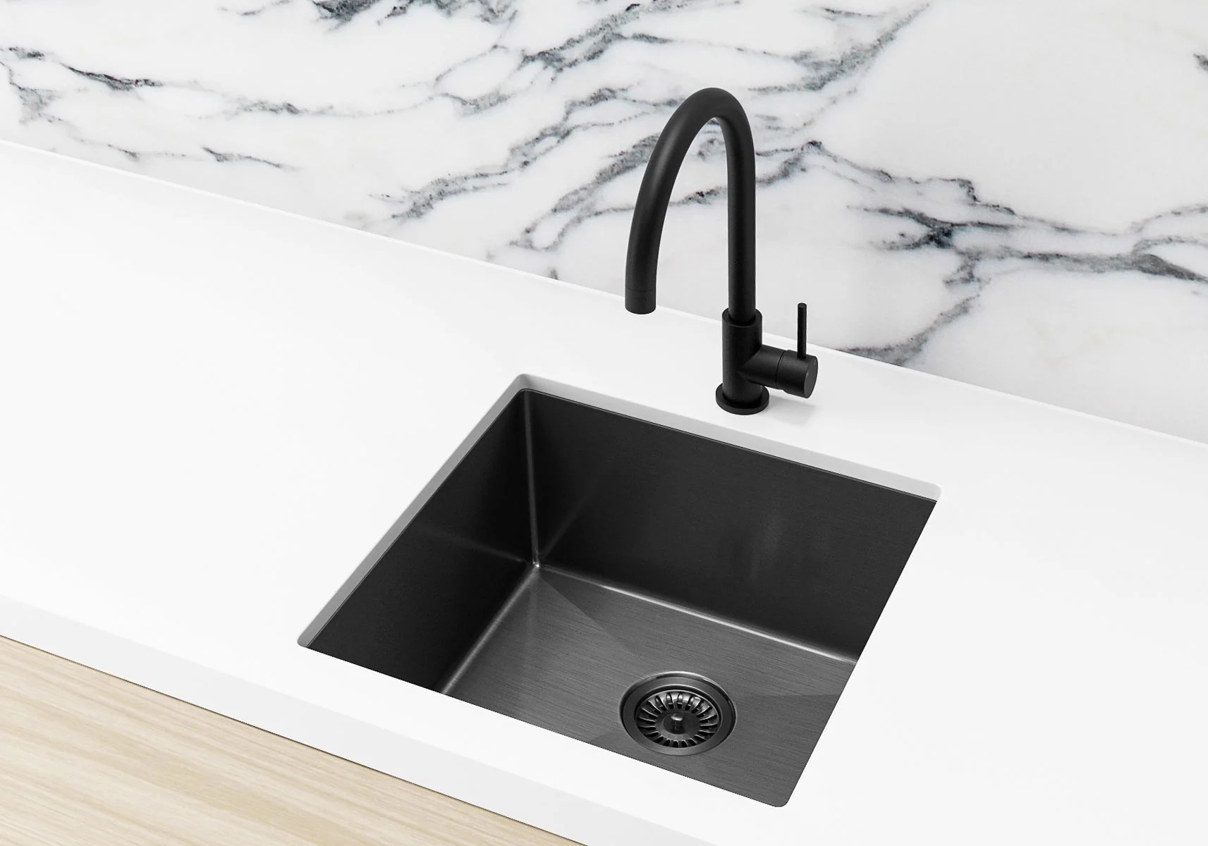 Lavello Sink Strainer and Waste Plug Basket with Stopper - PVD Gunmetal Black - Image 5