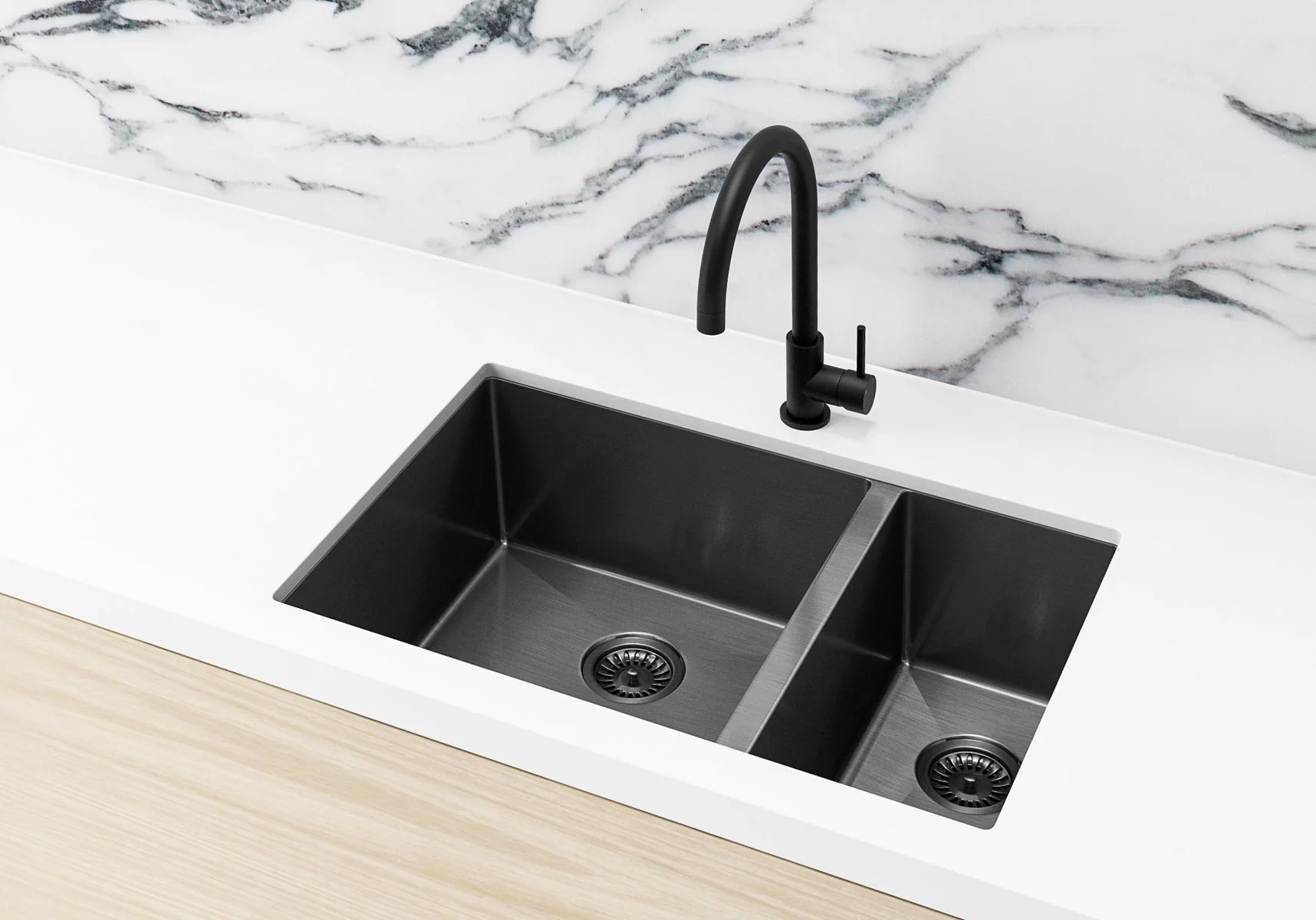 Lavello Sink Strainer and Waste Plug Basket with Stopper - PVD Gunmetal Black - Image 7