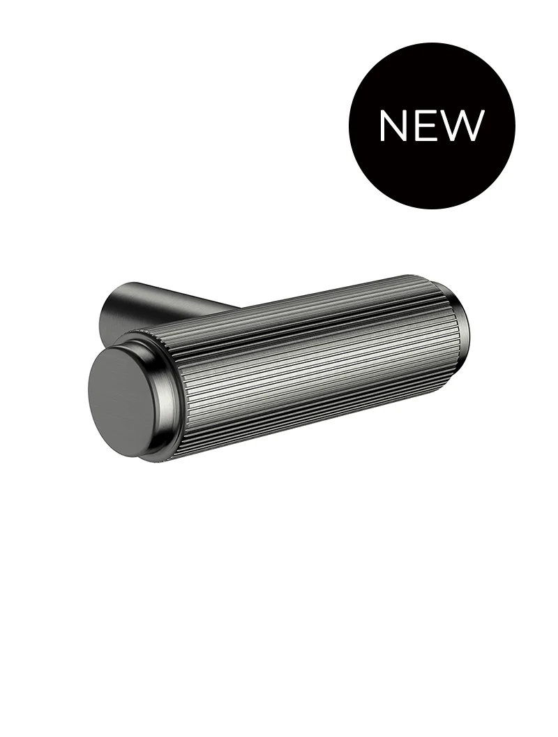 Öppen T-Pull Cabinet Handle (Linear Knurled) - Shadow Gunmetal