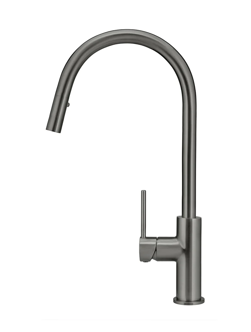 Round Piccola Pull Out Kitchen Mixer Tap - Shadow Gunmetal - Image 2