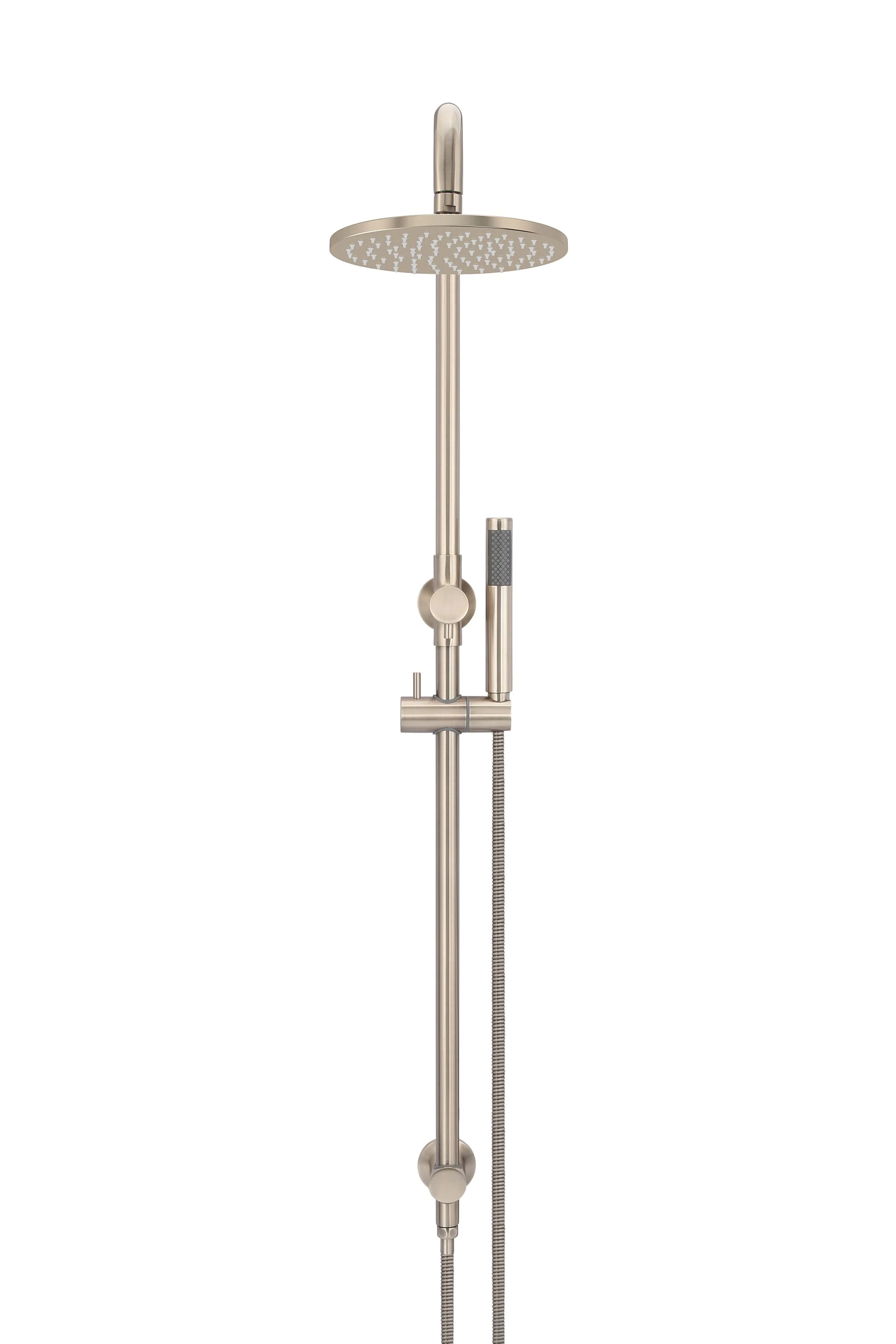 Round Combination Shower Rail, 200mm Rose, Single Function Hand Shower - Champagne - Image 2