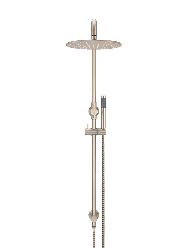 Round Combination Shower Rail, 300mm Rose, Single Function Hand Shower - Champagne - Image 2