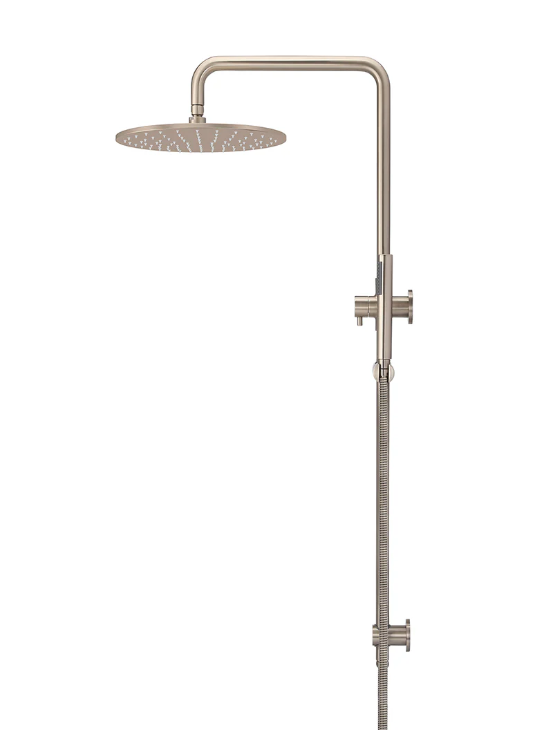 Round Combination Shower Rail, 300mm Rose, Single Function Hand Shower - Champagne - Image 3
