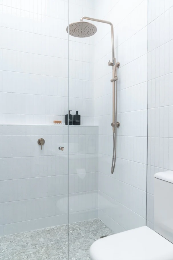 Round Combination Shower Rail, 300mm Rose, Single Function Hand Shower - Champagne - Image 5
