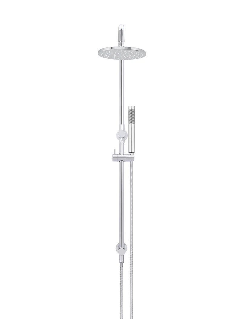 Round Combination Shower Rail, 200mm Rose, Single Function Hand Shower - Polished Chrome - Image 2