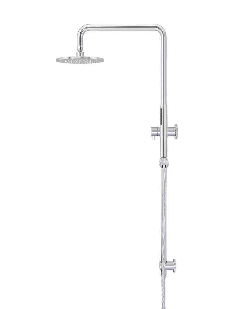 Round Combination Shower Rail, 200mm Rose, Single Function Hand Shower - Polished Chrome - Image 3