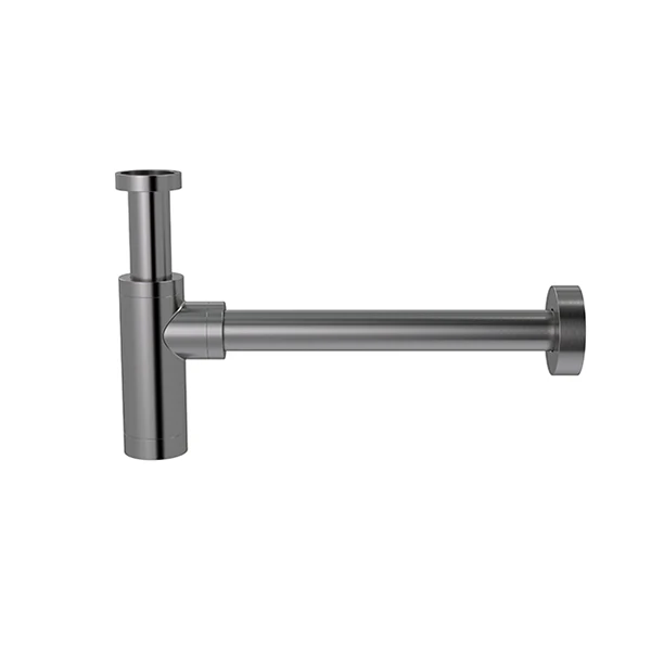 Round bottle trap for 32mm basin waste - PVD Shadow Gunmetal - Image 2