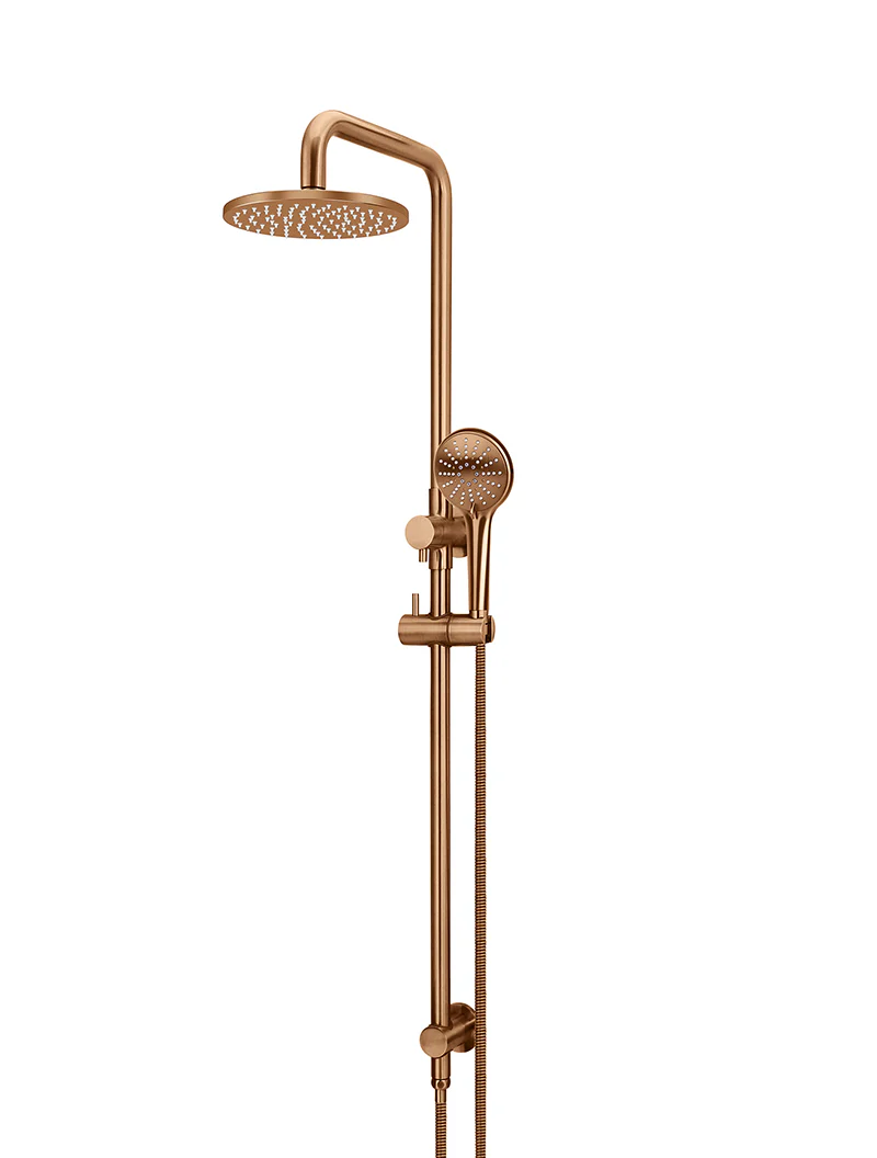 Round Combination Shower Rail 200mm Rose, Three Function Hand Shower - Lustre Bronze - Image 4