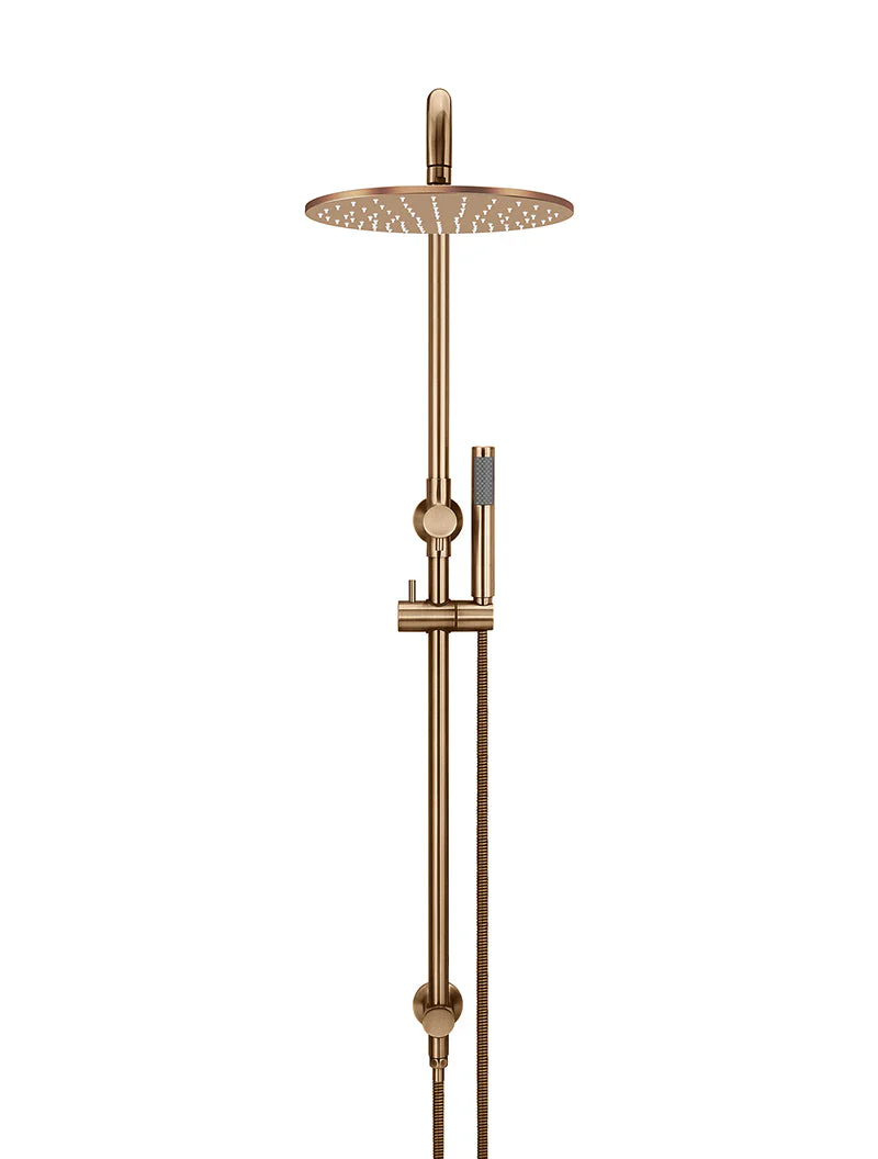 Round Combination Shower Rail, 300mm Rose, Single Function Hand Shower - Lustre Bronze - Image 2