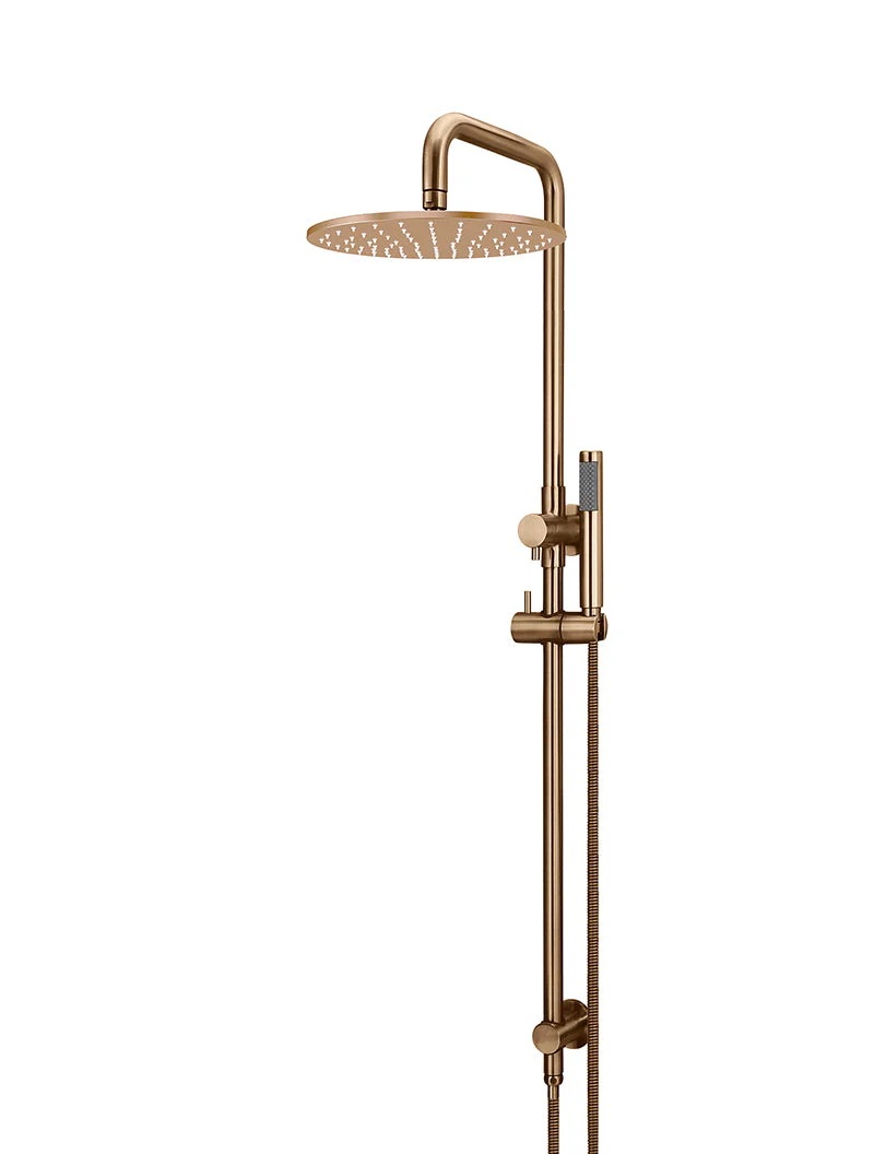 Round Combination Shower Rail, 300mm Rose, Single Function Hand Shower - Lustre Bronze - Image 5