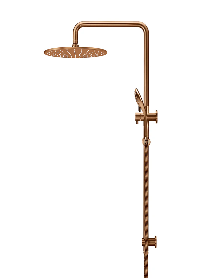 Round Combination Shower Rail 300mm Rose, Three Function Hand Shower - Lustre Bronze - Image 4