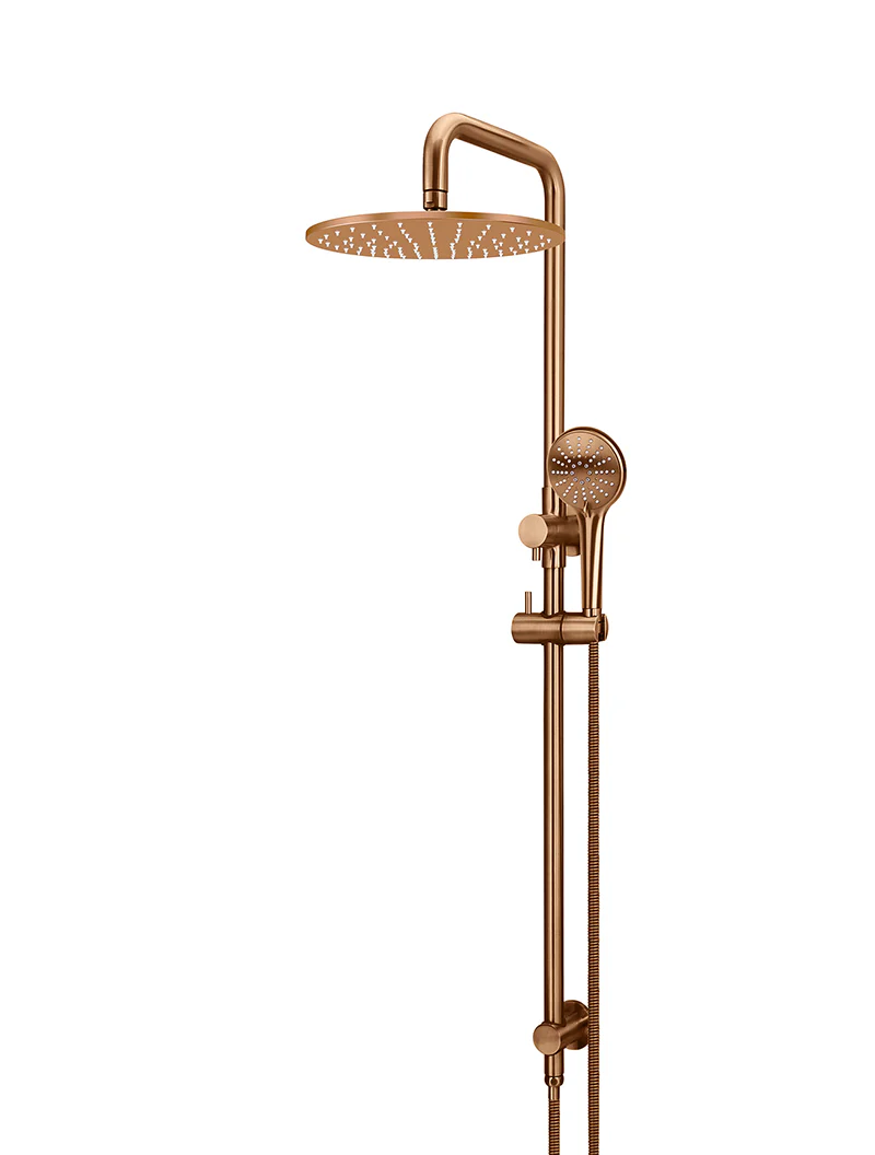 Round Combination Shower Rail 300mm Rose, Three Function Hand Shower - Lustre Bronze - Image 5