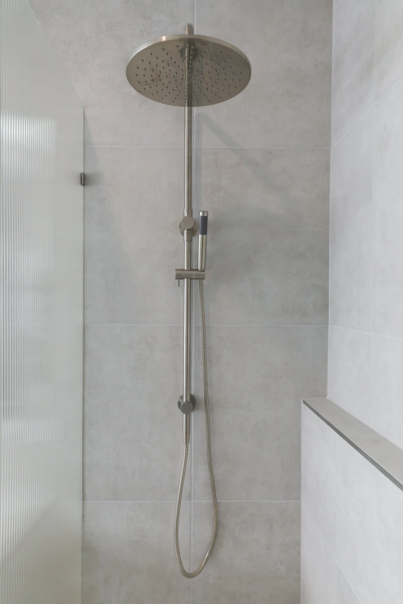 Round Combination Shower Rail, 300mm Rose, Single Function Hand Shower - PVD Brushed Nickel - Image 4