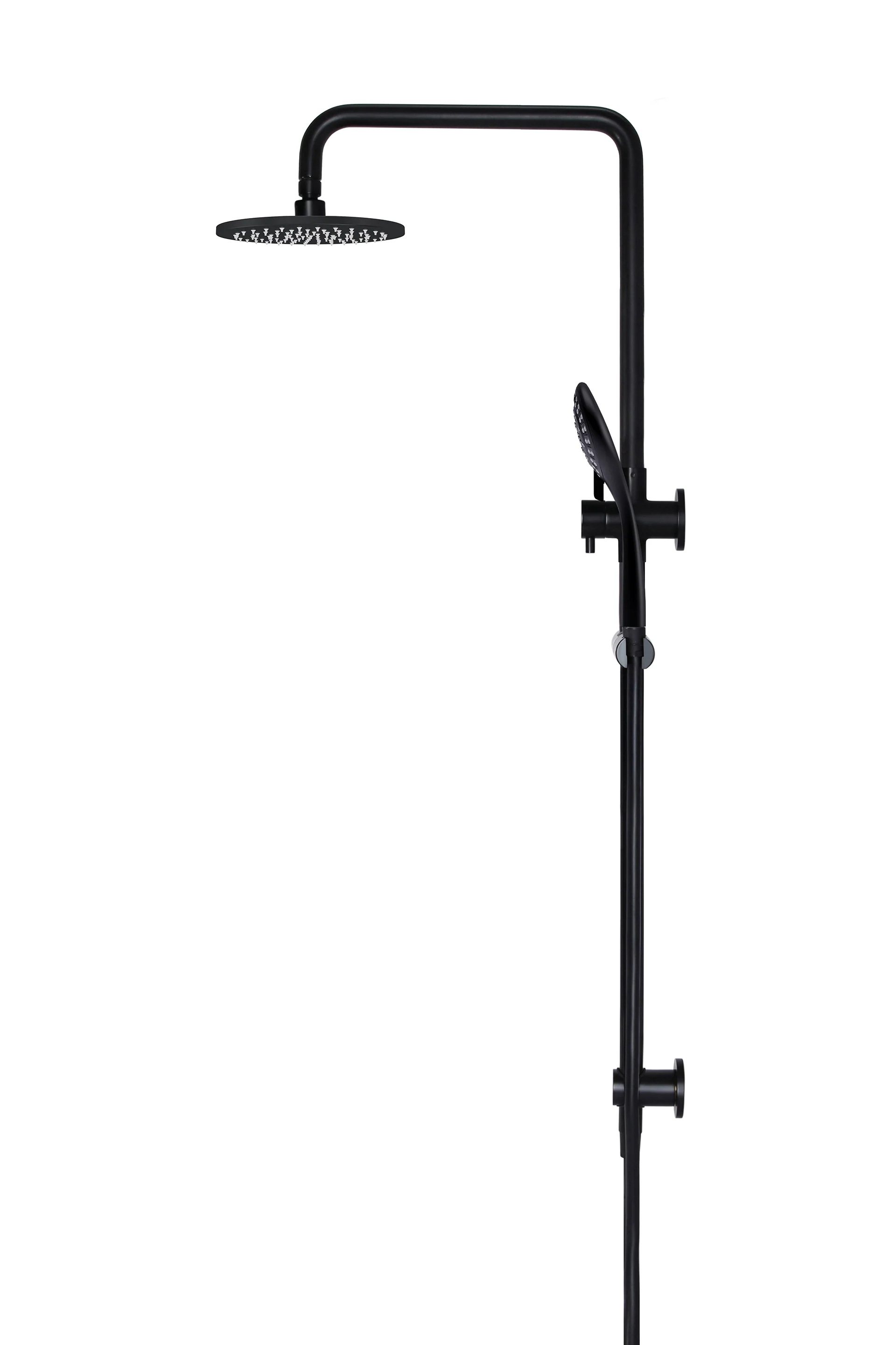 Round Combination Shower Rail, 200mm Rose, Three-Function Hand Shower - Matte Black - Image 3