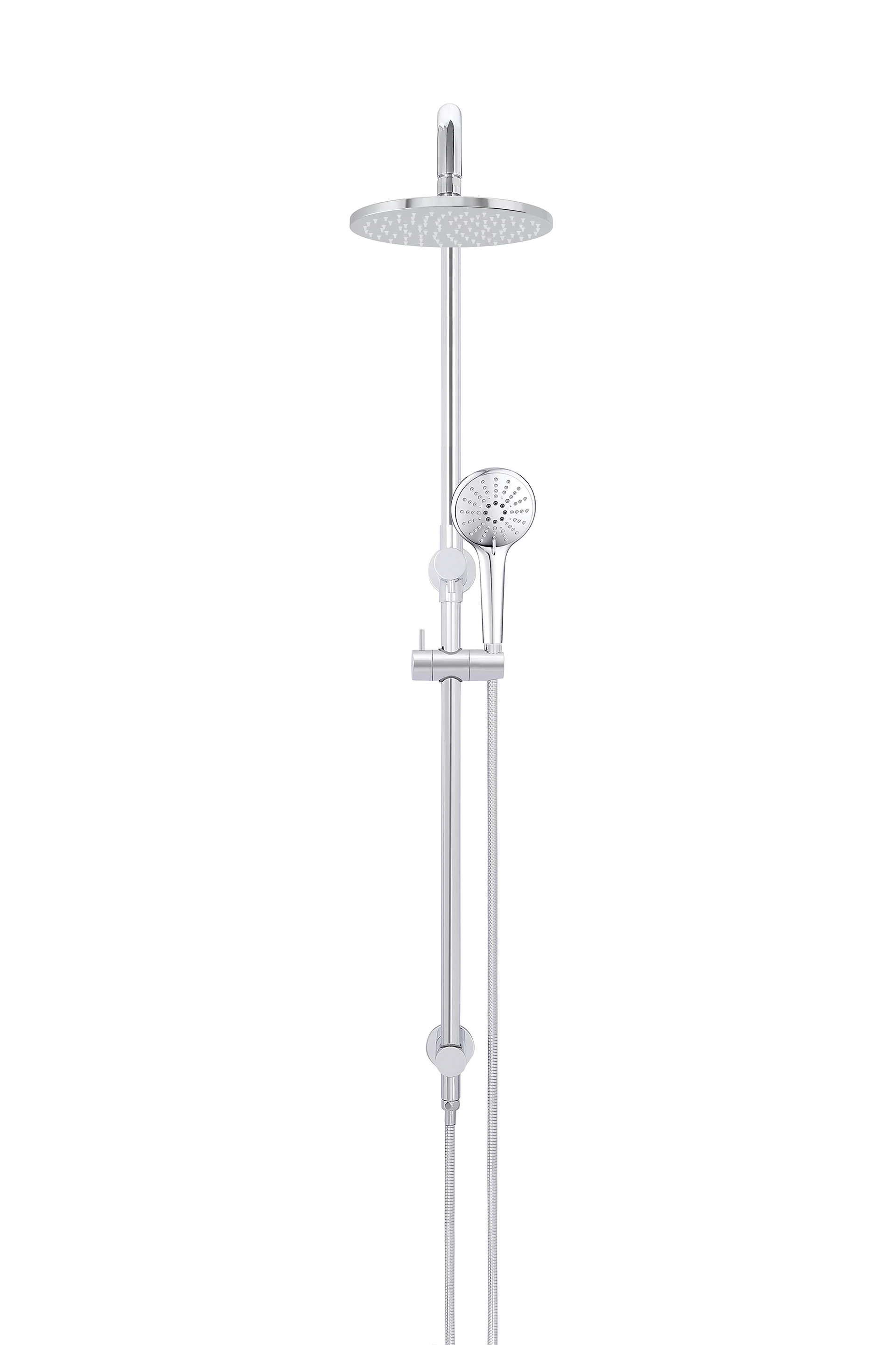 Round Combination Shower Rail, 200mm Rose, Three-Function Hand Shower - Polished Chrome - Image 2