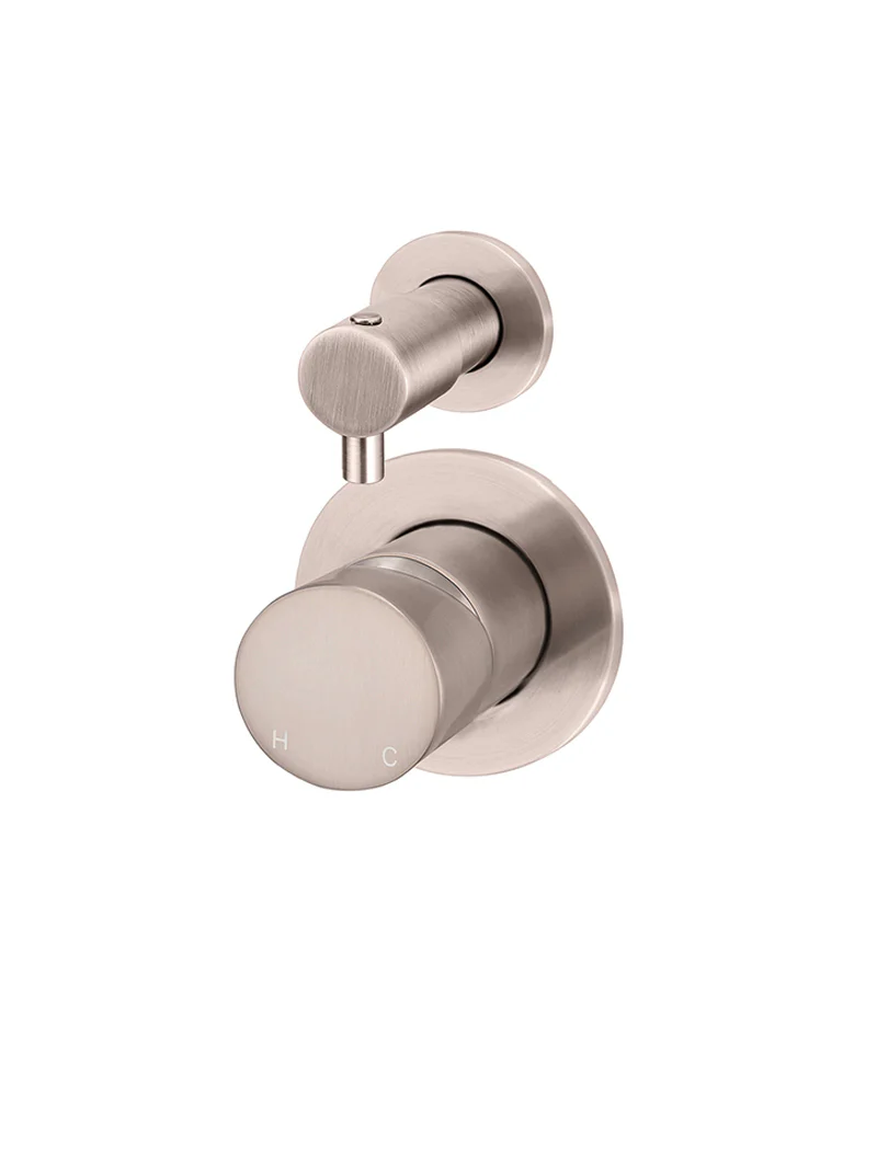 Round Diverter Mixer Pinless Handle Trim Kit (In-wall Body Not Included) - Champagne - Image 3
