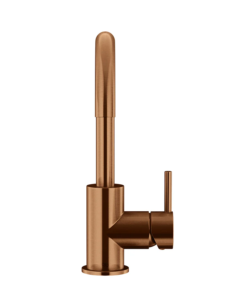 Round Gooseneck Basin Mixer with Cold Start - Lustre Bronze - Image 7