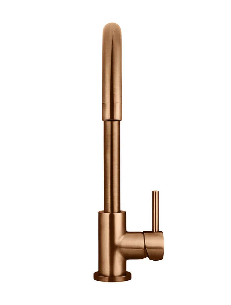 Round Gooseneck Kitchen Mixer Tap - Lustre Bronze - Image 5