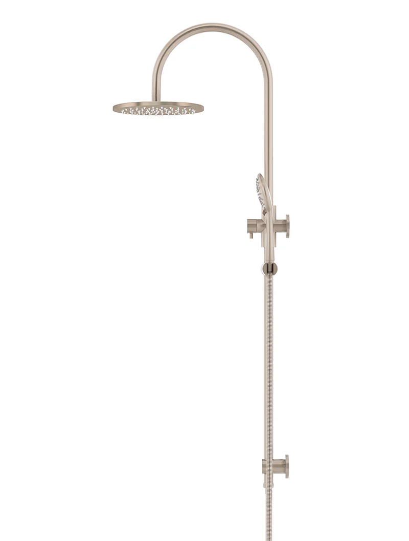 Round Gooseneck Shower Set with 200mm rose, Three-Function Hand Shower - Champagne - Image 3
