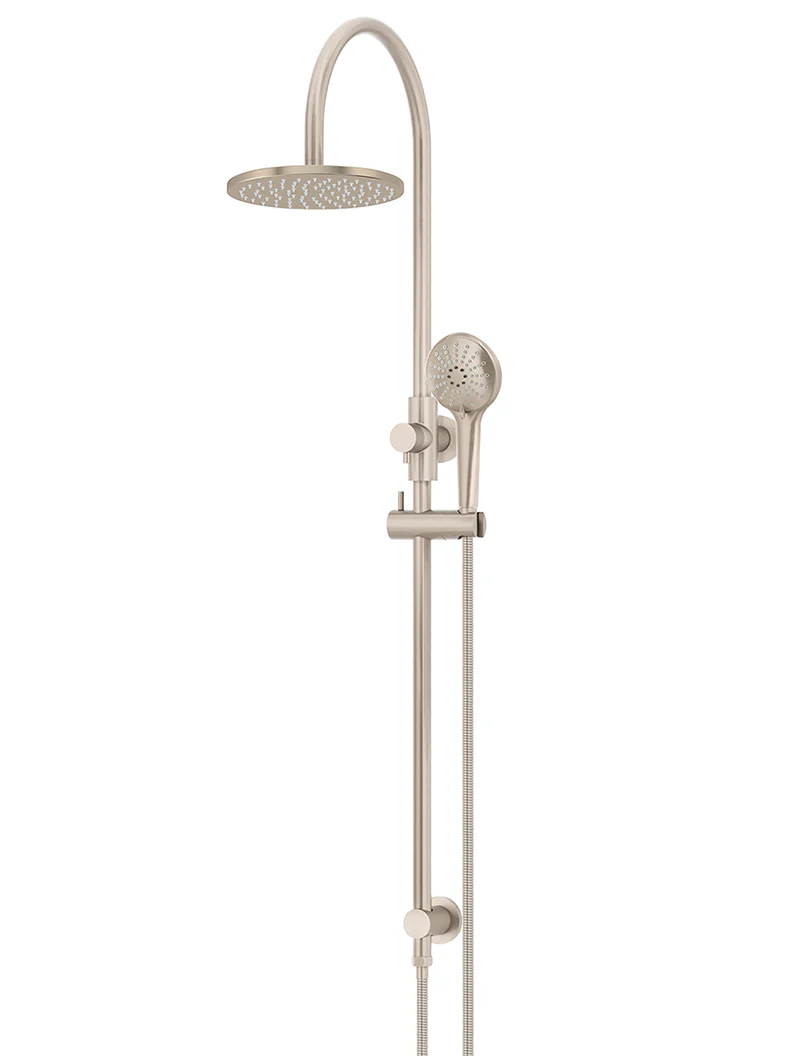 Round Gooseneck Shower Set with 200mm rose, Three-Function Hand Shower - Champagne - Image 5