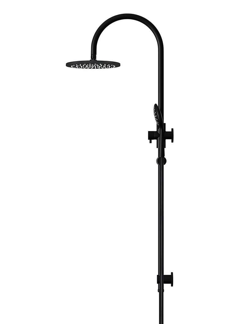 Round Gooseneck Shower Set with 200mm rose, Three-Function Hand Shower - Matte Black - Image 3