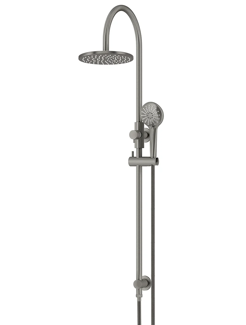 Round Gooseneck Shower Set with 200mm rose, Three-Function Hand Shower - Shadow Gunmetal - Image 5