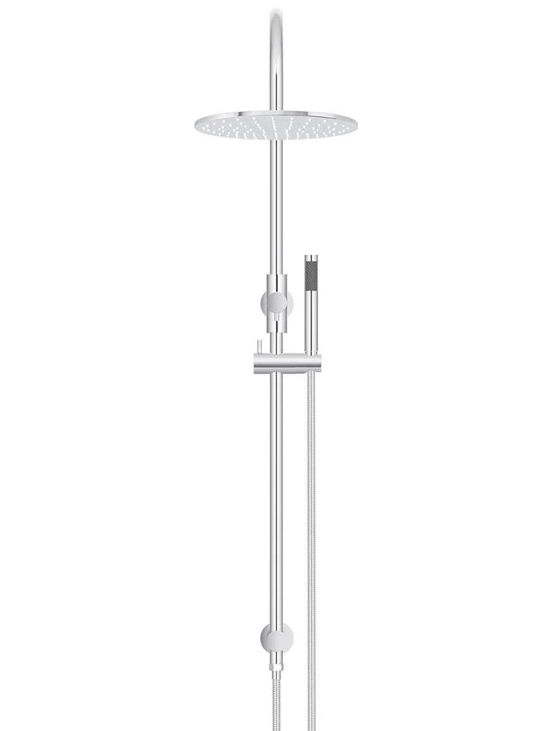 Round Gooseneck Shower Set with 300mm rose, Single-Function Hand Shower - Polished Chrome - Image 2