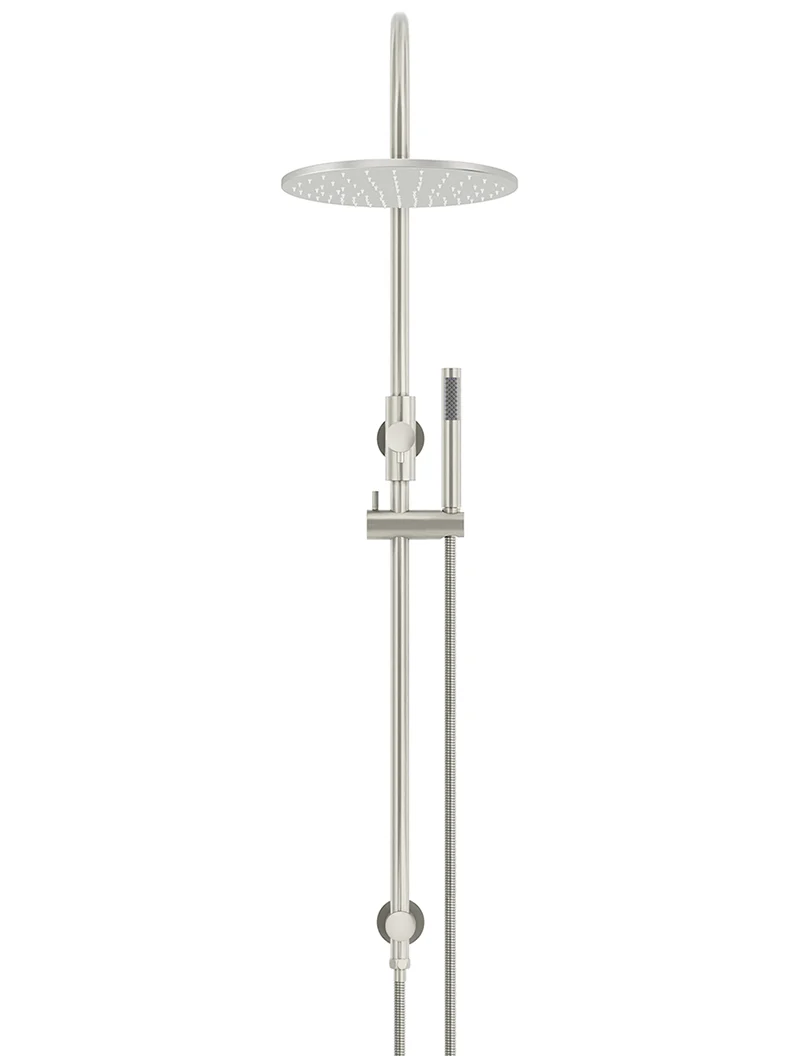 Round Gooseneck Shower Set with 300mm rose, Single-Function Hand Shower - PVD Brushed Nickel - Image 2