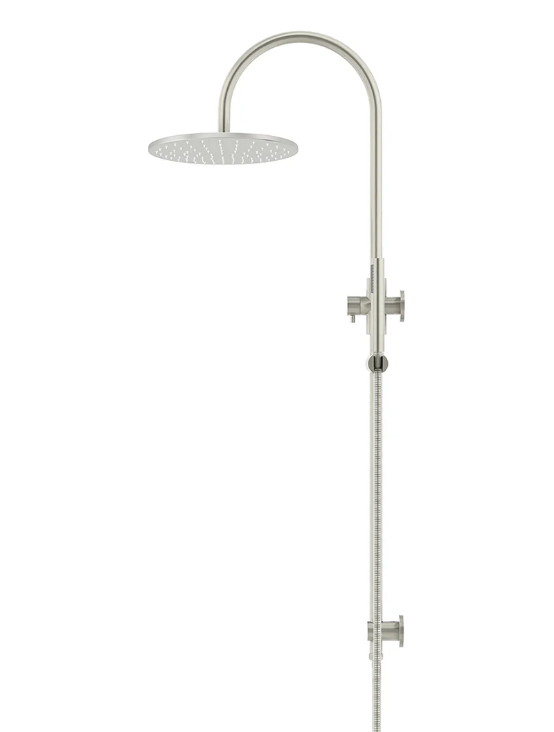 Round Gooseneck Shower Set with 300mm rose, Single-Function Hand Shower - PVD Brushed Nickel - Image 3