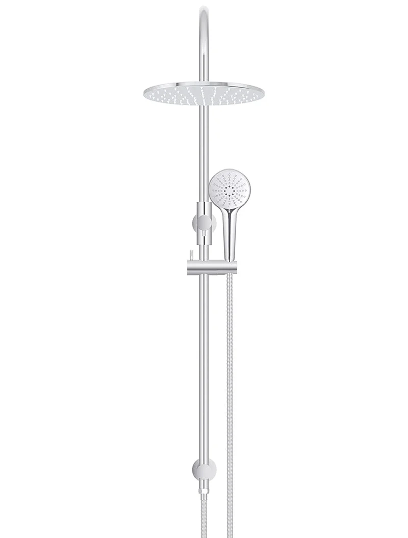 Round Gooseneck Shower Set with 300mm rose, Three-Function Hand Shower - Polished Chrome - Image 2