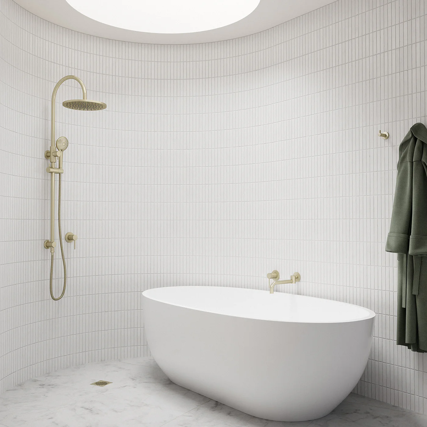 Round Gooseneck Shower Set with 300mm rose, Three-Function Hand Shower - PVD Tiger Bronze - Image 4