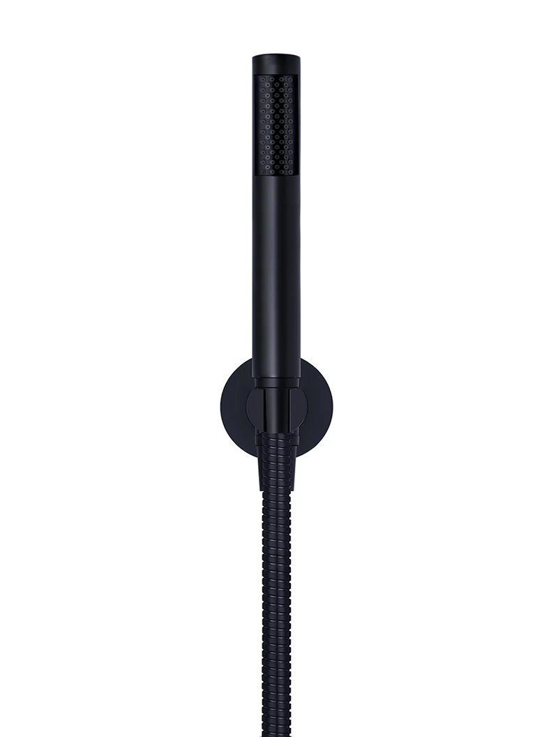 Round Hand Shower on Fixed Bracket - Matte Black - Image 2