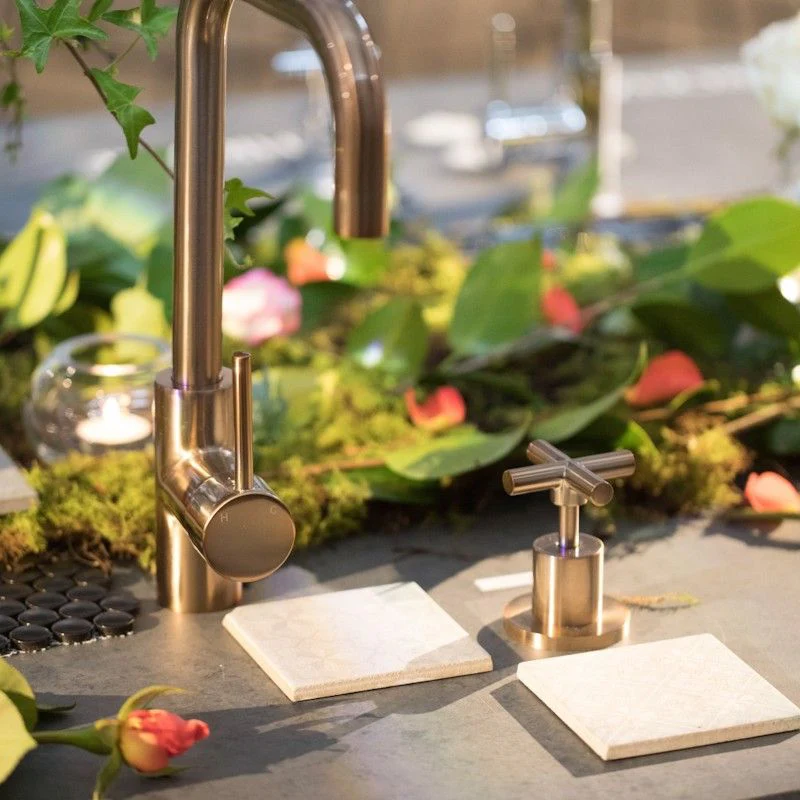 Round Kitchen Mixer Tap - Champagne - Image 7