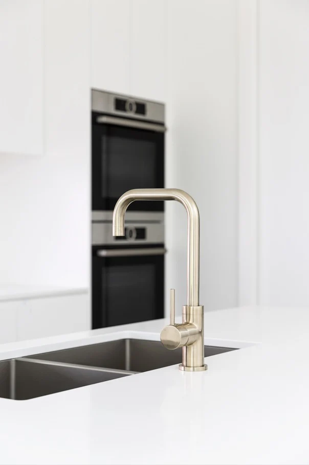 Round Kitchen Mixer Tap - PVD Brushed Nickel - Image 6