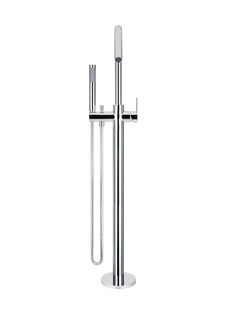 Round Paddle Freestanding Bath Spout and Hand Shower - Polished Chrome - Image 3