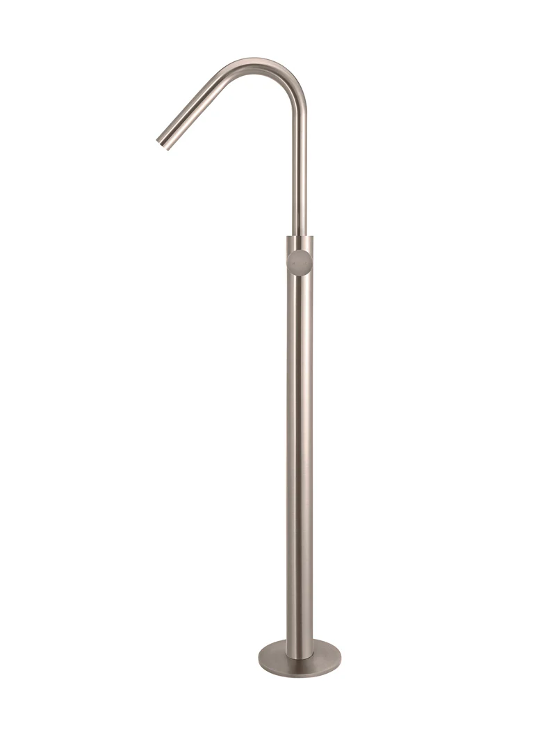 Round Pinless Freestanding Bath Spout and Hand Shower - Champagne - Image 2