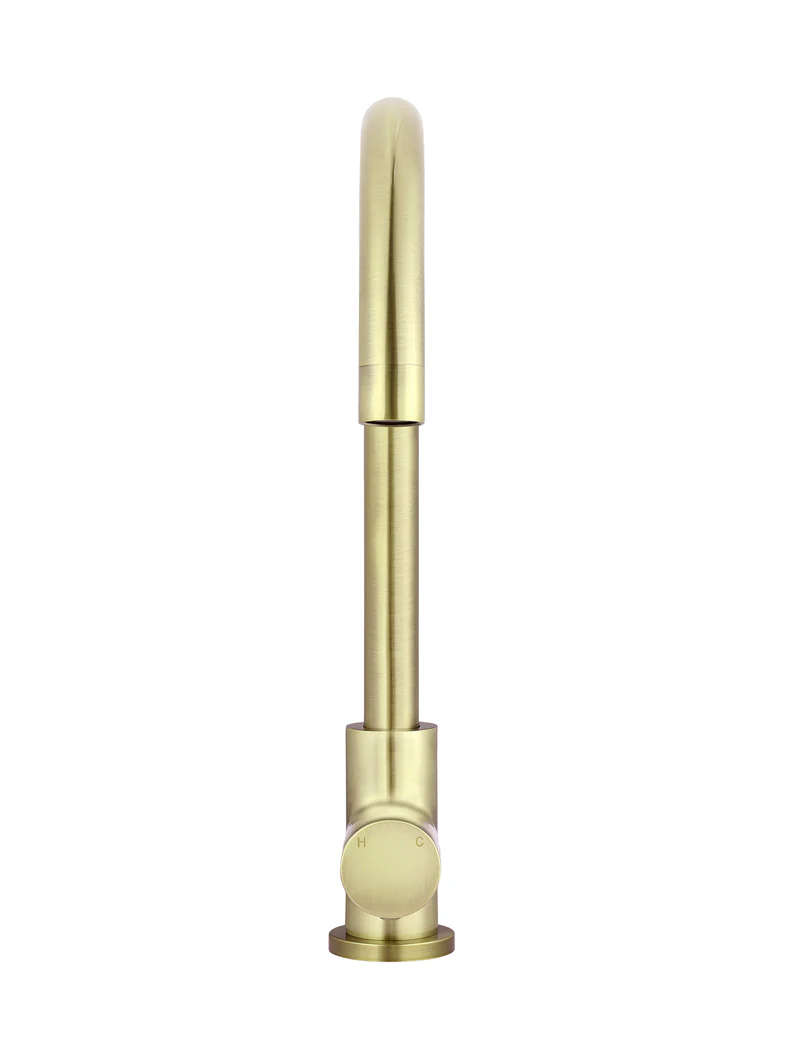Round Gooseneck Kitchen Mixer Tap with Pinless Handle - PVD Tiger Bronze - Image 3