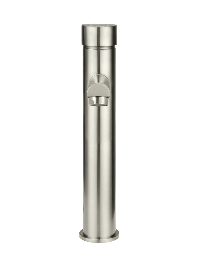 Round Pinless Tall Basin Mixer - PVD Brushed Nickel - Image 3