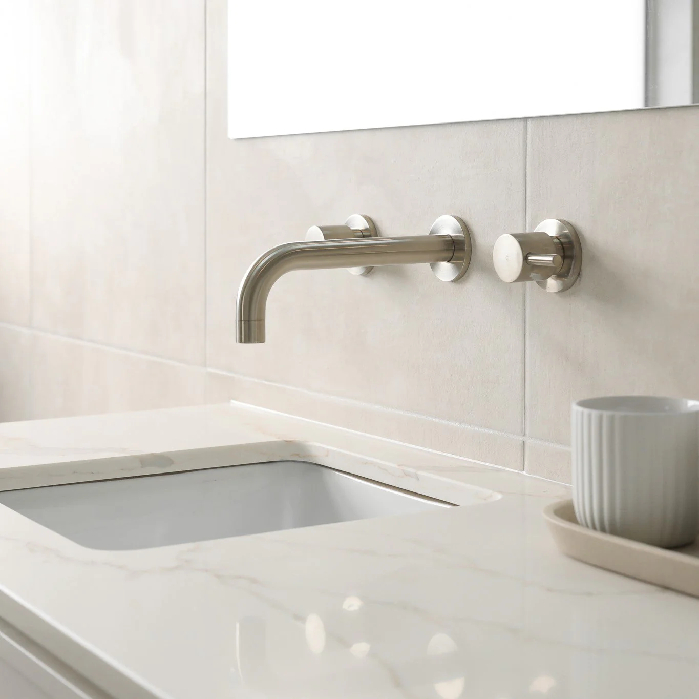 Round Quarter Turn Wall Top Assemblies - PVD Brushed Nickel - Image 7