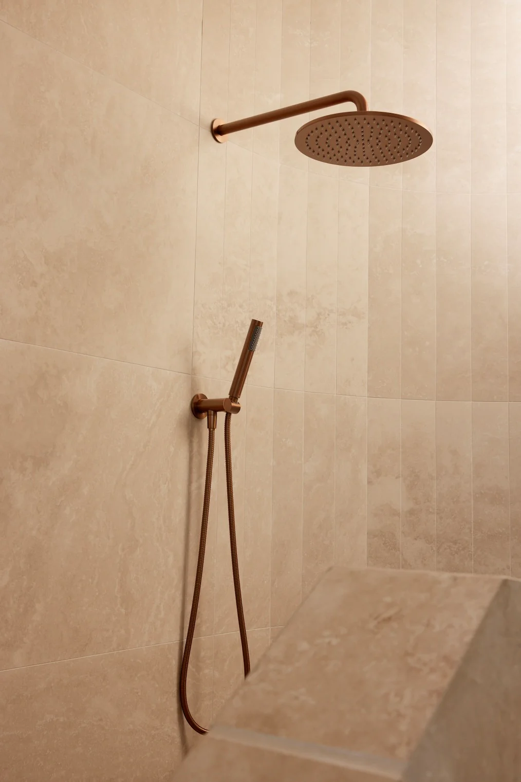 Round Shower on Swivel Bracket - Lustre Bronze - Image 4