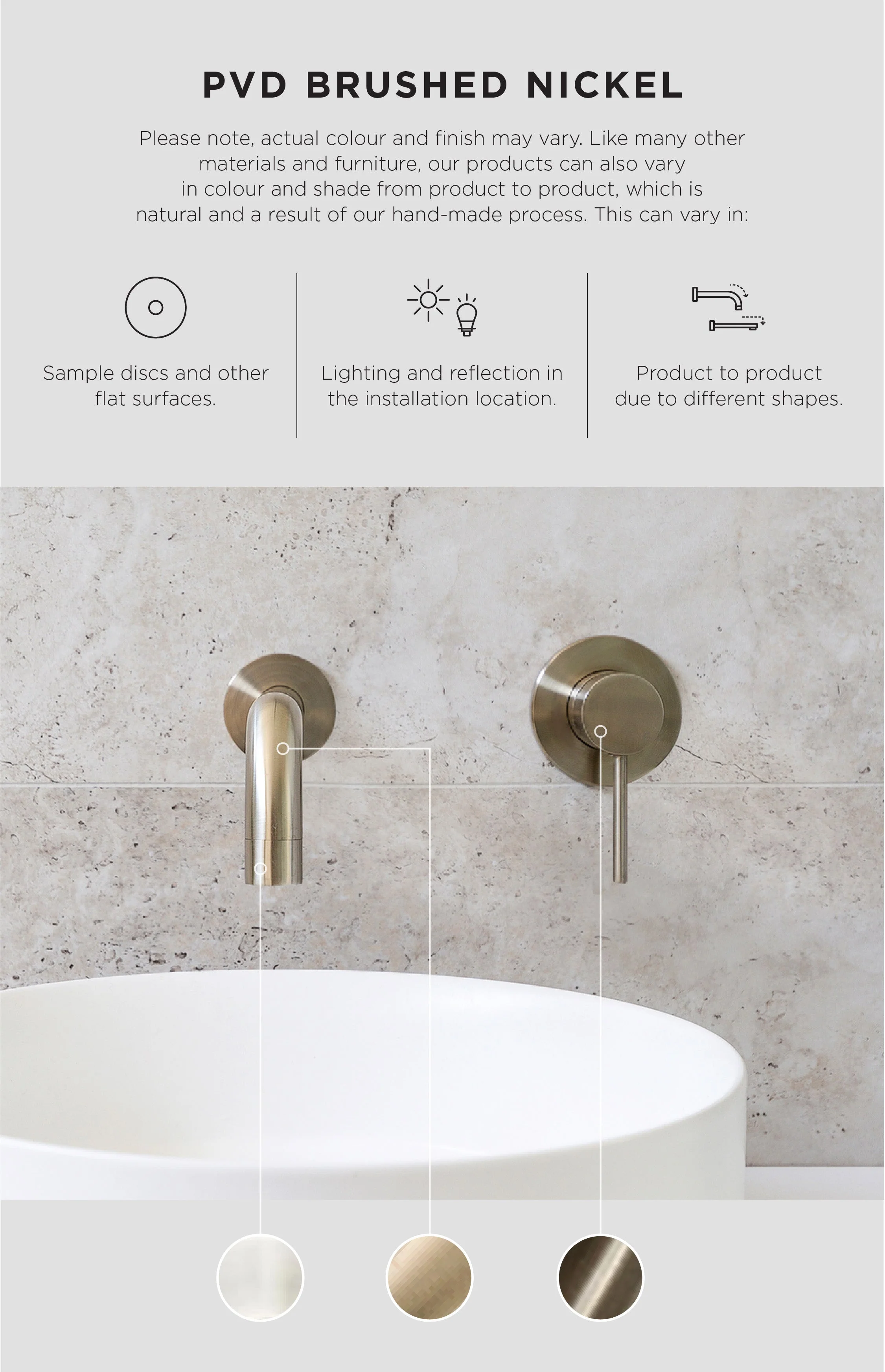 Round Shower on Swivel Bracket - PVD Brushed Nickel - Image 3